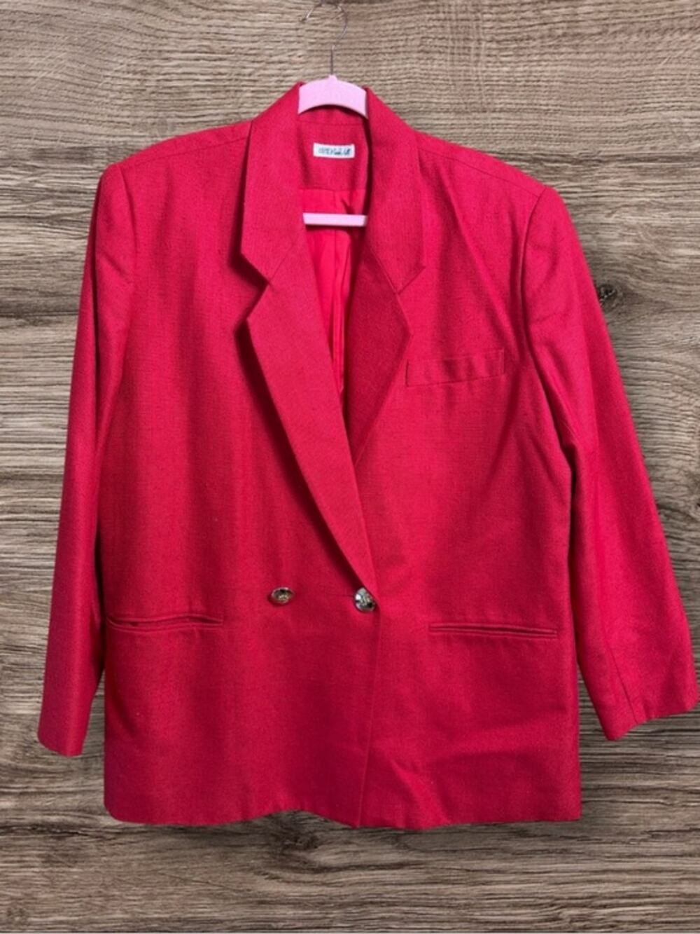 Vintage Doncaster 100% woven silk jacket. Red. Size 16.